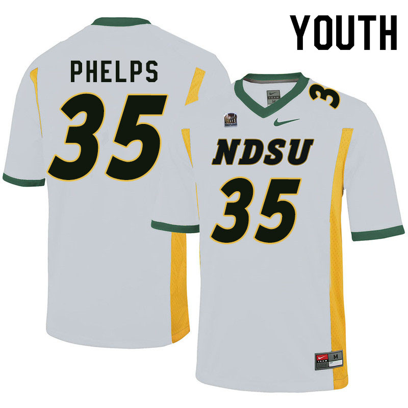 Youth #35 Nick Phelps North Dakota State Bison College Football Jerseys Sale-White - Click Image to Close